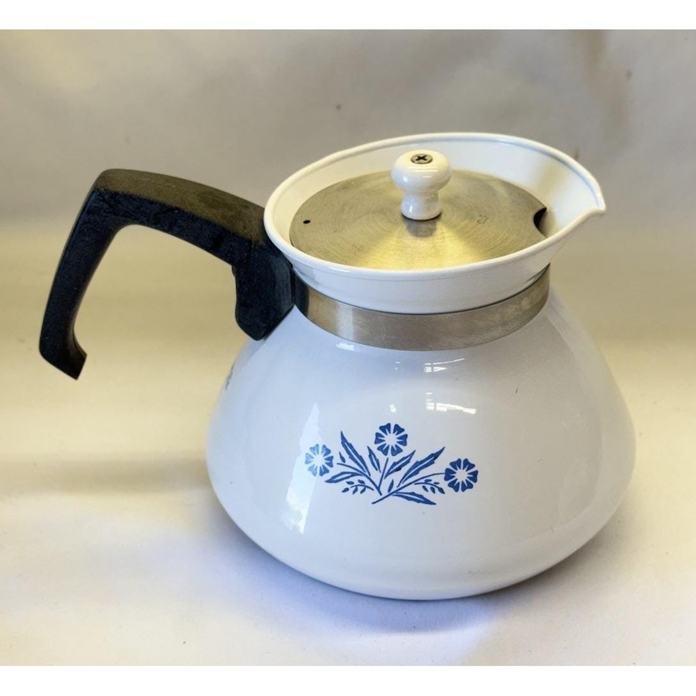 Vintage Corning Ware Blue Cornflower 6 Cup Tea Pot With Lid P-104